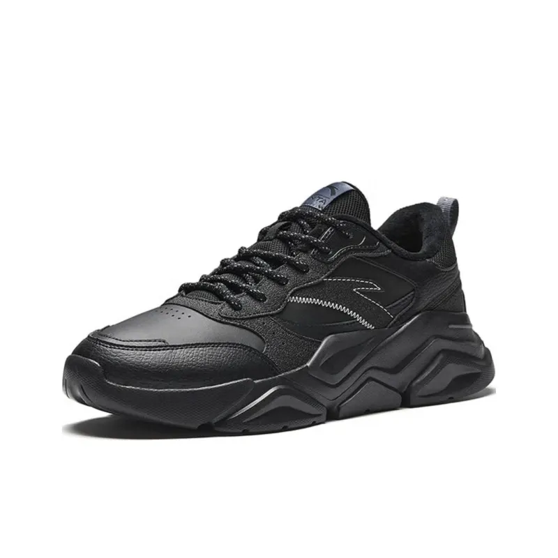 Anta Starry Night Lightweight Wear Resistant And Warm Low Top Casual Shoes Men's Black-1