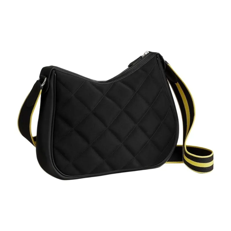 HERMES Woolycot Canvas With Swift Leather Shoulder Bag Crossbody Bag Women's Black & Neon Green-1