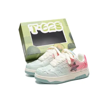 T628 Stars Puffy Shoes Anti Slip And Wear Resistant Lightweight Low Top Skateboard Shoes Unisex Box