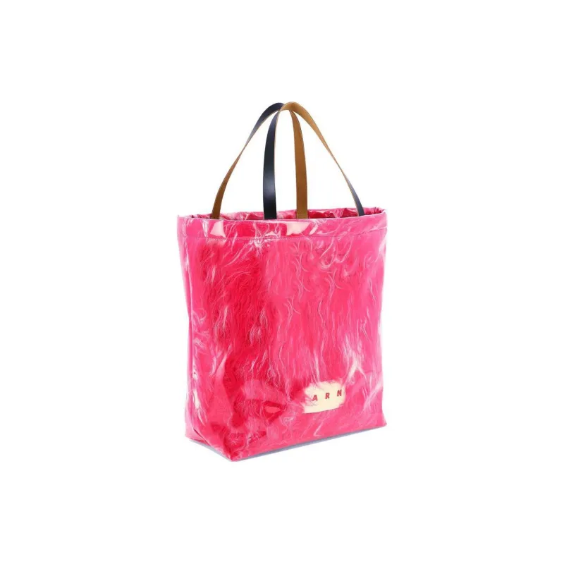 MARNI Logo Patch Shearling Tote Bag-2