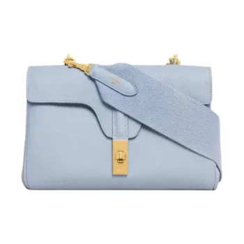 CELINE 16 Grain Calfskin Shoulder Bag, Crossbody Bag Women's Candy/Light Blue