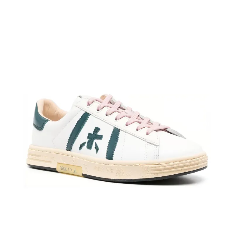 PREMIATA Russel Low-Top Skateboard Shoes Men's White Green-1