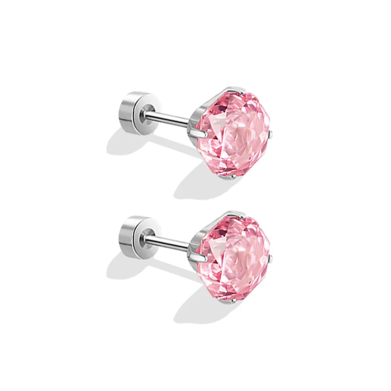 LINGJIE Zircon Titanium Steel Stud Earrings Women's-7