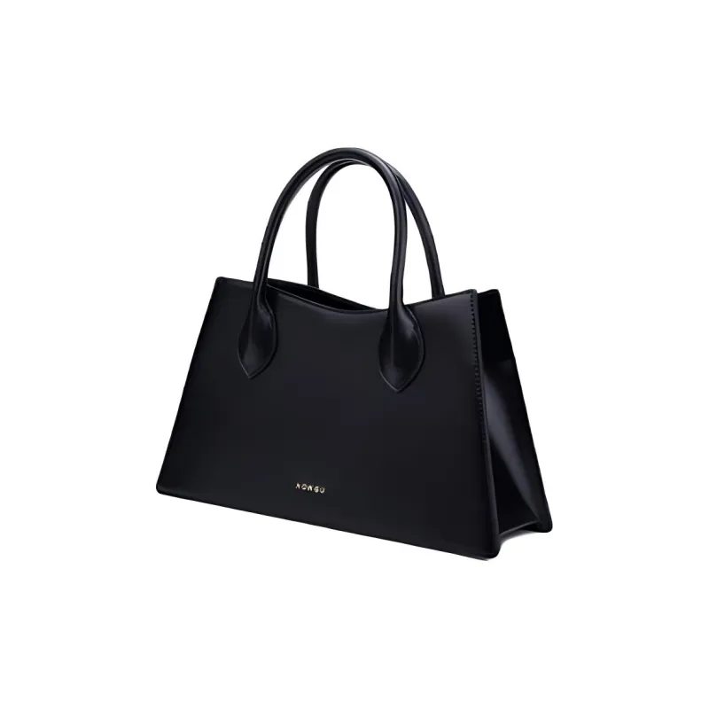 HONGU Cow Leather Shoulder Bag, Crossbody Bag, Handbag Trumpets Women's Pitch Black-1