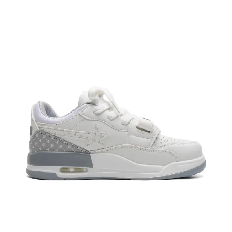 7 SEVFUN Low Top Skateboard Shoes Unisex White Gray-1