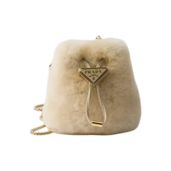 PRADA Sheepskin One Shoulder Crossbody Clutches Mini Women's Beige