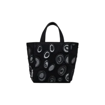 Desigual Cotton Tote Bag, Shopping Bag, Shoulder Bag, Crossbody Bag, Handbag Regular Women's Black