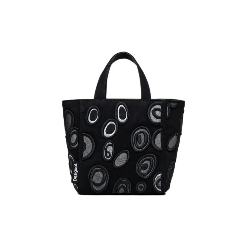 Desigual Cotton Tote Bag, Shopping Bag, Shoulder Bag, Crossbody Bag, Handbag Regular Women's Black-0