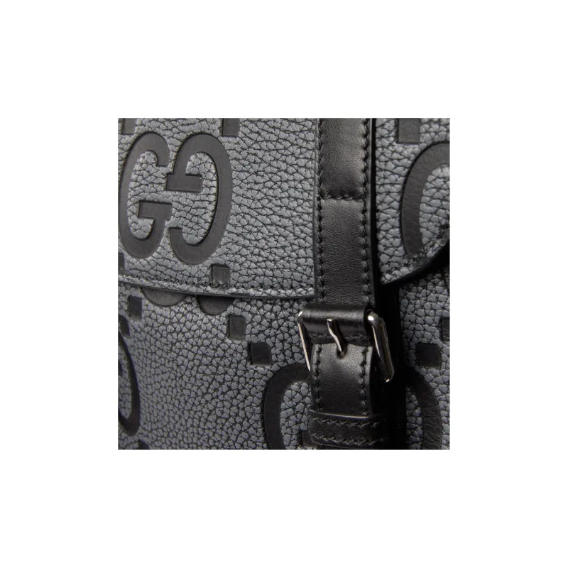 GUCCI Grained Leather Backpack Large Size Men's Gray & Black-6
