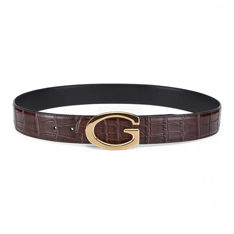 Jeccieziio Cow Leather Leather Belts Men's Black/Coffee Width: 3.8cm-6