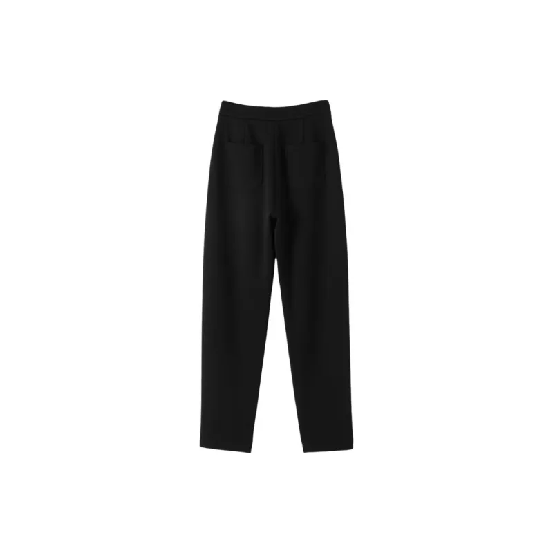 Late White Casual Pants Women's Black-3