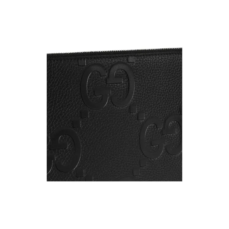 GUCCI Grained Leather Clutch Large Size Men's Black-6