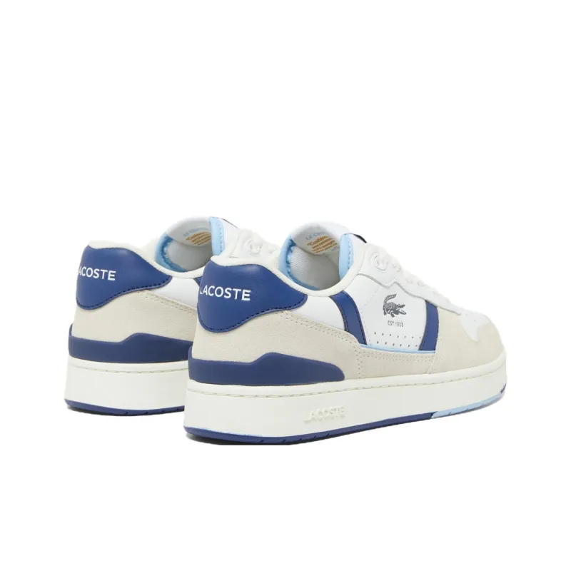 LACOSTE T-Clip Low-Top Skateboard Shoes Women's White Blue-2
