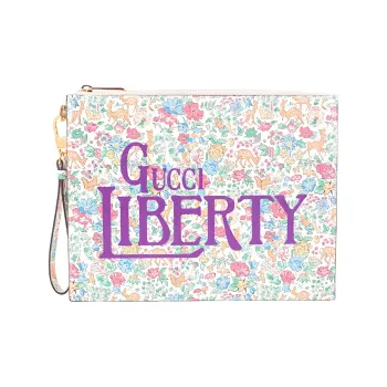 GUCCI Liberty Collaboration Leather Wristband Clutch Women's White