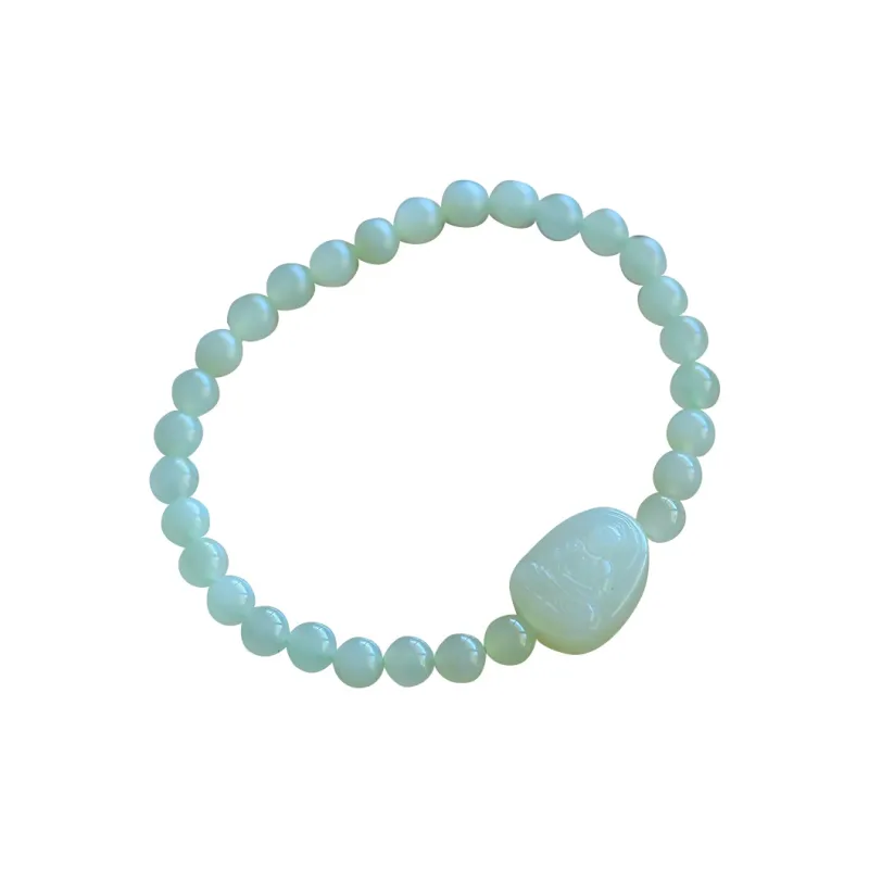 Cuiya Golden Building Hetian Jade Bracelets Pale Greenish-White Jade Unisex-19