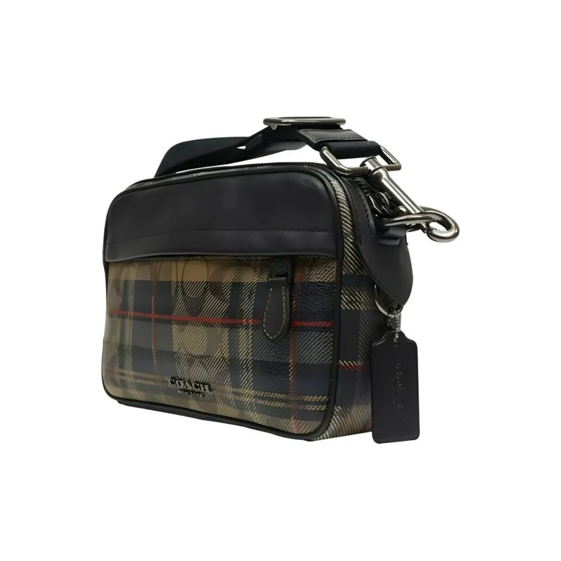 COACH Graham Canvas With Leather Shoulder Bag, Crossbody Bag Trumpets Men's Black Multicolor-1