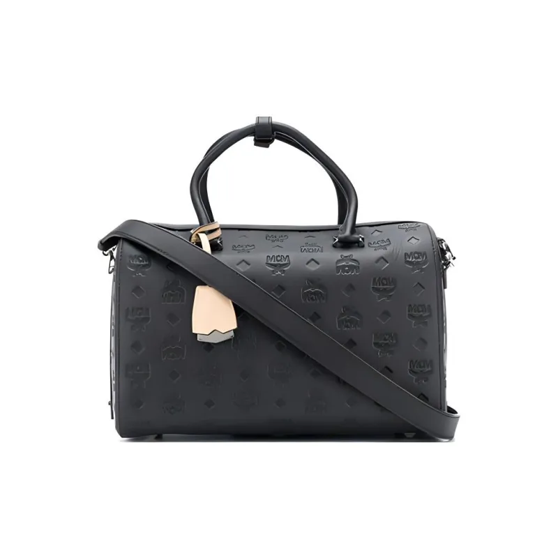 MCM PVC Boston Pillow Bag, Crossbody Handbag, Shoulder Bag Women's Black-0