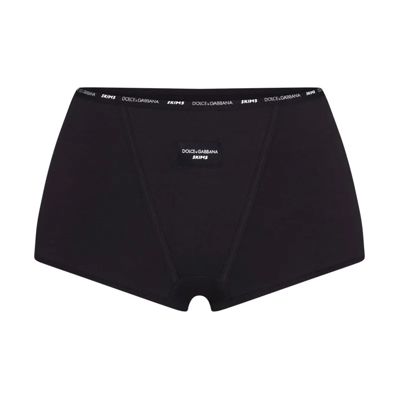 Skims X Dolce&Gabbana Cotton Jersey Boy Short Onyx-0