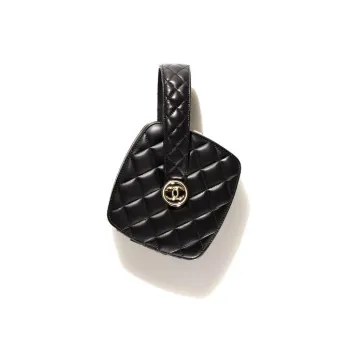 CHANEL Sheepskin Evening Bag Handbag Women's Black