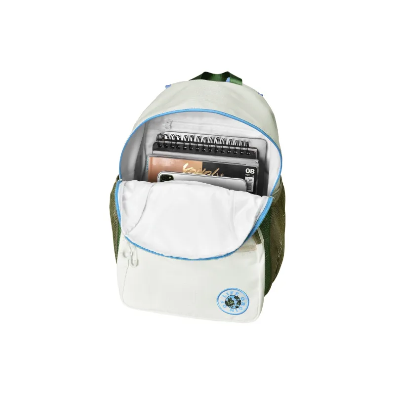 FINITE LOOP Eco-Friendly Fabric Backpack Unisex White Blue-8