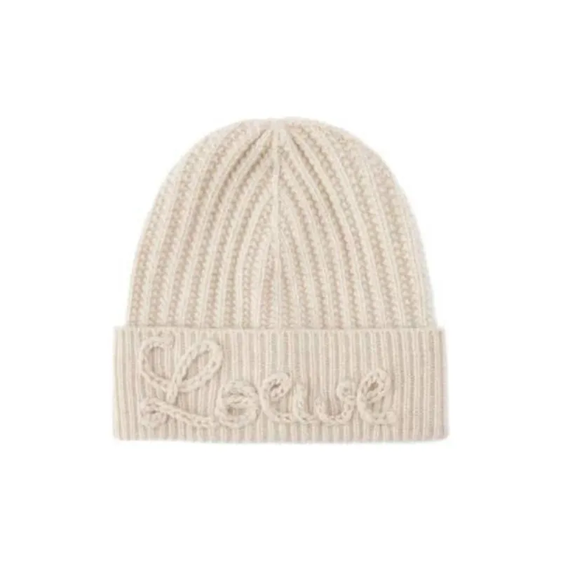 LOEWE Logo Embroidered Turn Up Hem Beanie-0