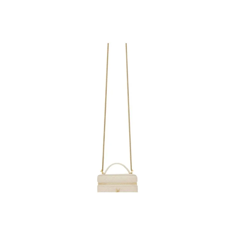 SAINT LAURENT GABY Sheepskin One Shoulder Crossbody Portable Makeup Bag Women's Vintage White-5