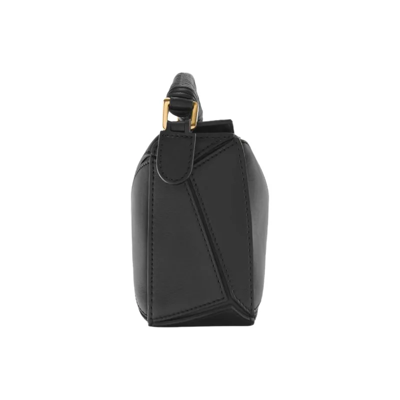 LOEWE Puzzle Soft Calfskin Shoulder Bag Crossbody Bag Handbag Mini Women's Black-3