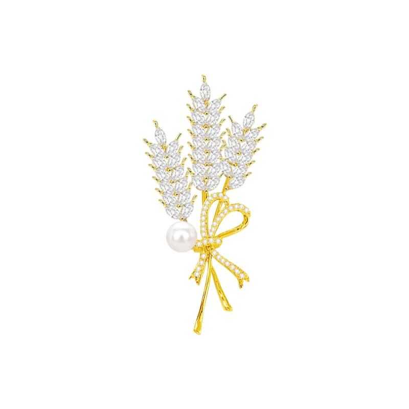 Fortune Gold Pearl Brooches Unisex-0
