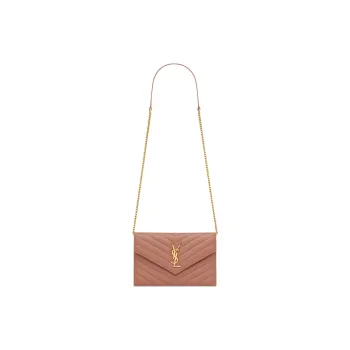 SAINT LAURENT CASSANDRE Sheepskin Shoulder Bag Crossbody Bag Wallet Women's Light Pink
