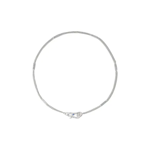 M.Wong 925 Sterling Silver Minimalist Style Rhinestone-Embellished S-Shaped Fine Hand Chain Plain Chain Women's