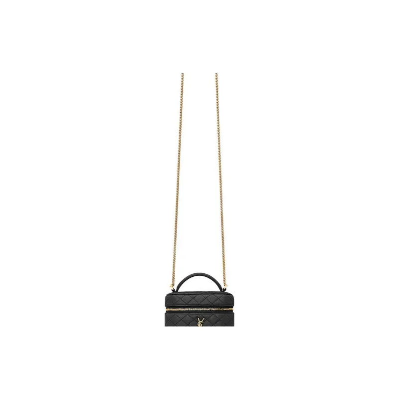 SAINT LAURENT GABY Sheepskin One Shoulder Crossbody Portable Makeup Bag Women's Black-6