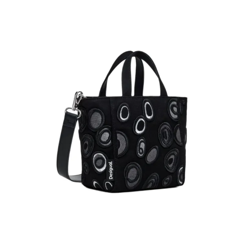 Desigual Cotton Tote Bag, Shopping Bag, Shoulder Bag, Crossbody Bag, Handbag Regular Women's Black-1