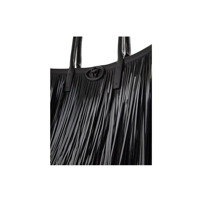 Valentino Vlogo Leather Tote Bag, Shopping Bag, Handbag, Shoulder Bag Medium Size Women's Black-5