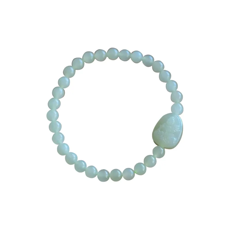 Cuiya Golden Building Hetian Jade Bracelets Pale Greenish-White Jade Unisex-4