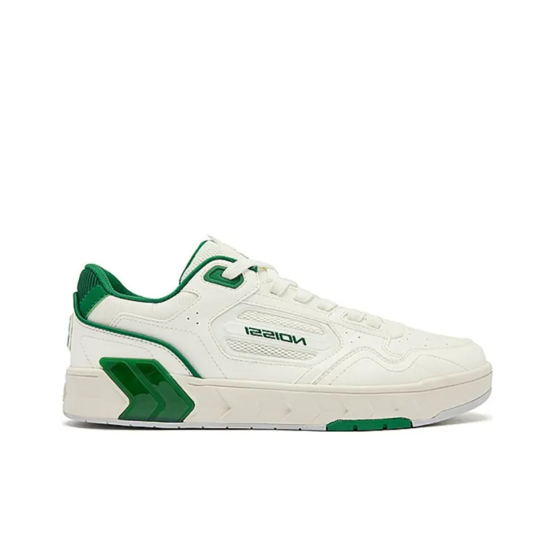 QIAODAN Durable Breathable Low Top Skateboard Shoes Men's White Green-1