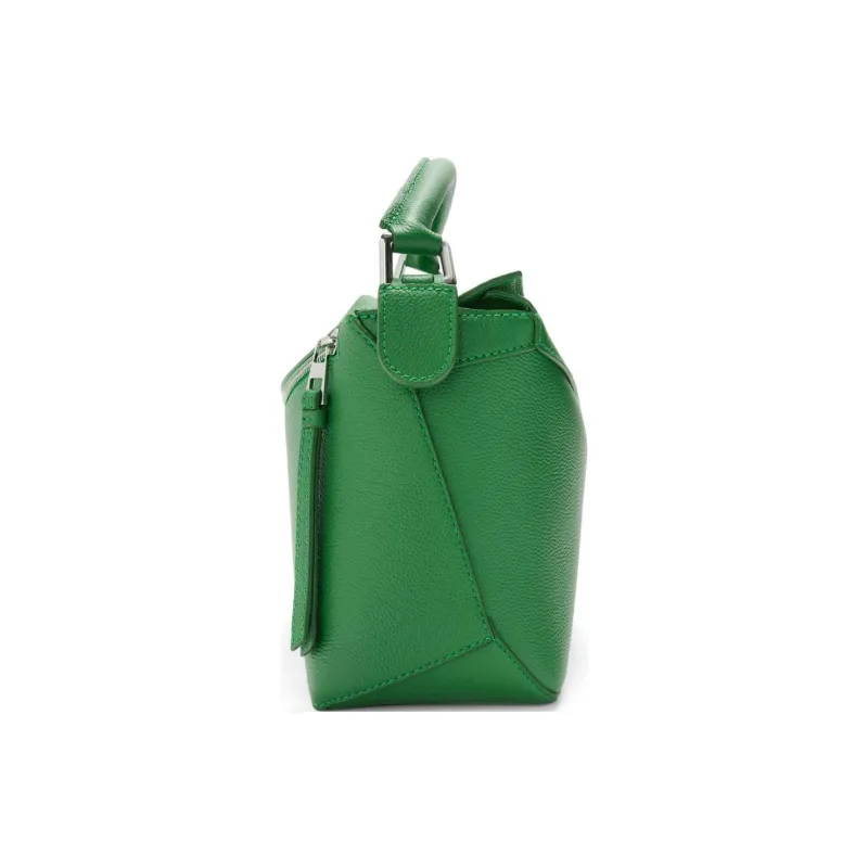 LOEWE Puzzle Grain Calfskin Shoulder Bag, Crossbody Bag, Handbag Small Size Women's Green-5