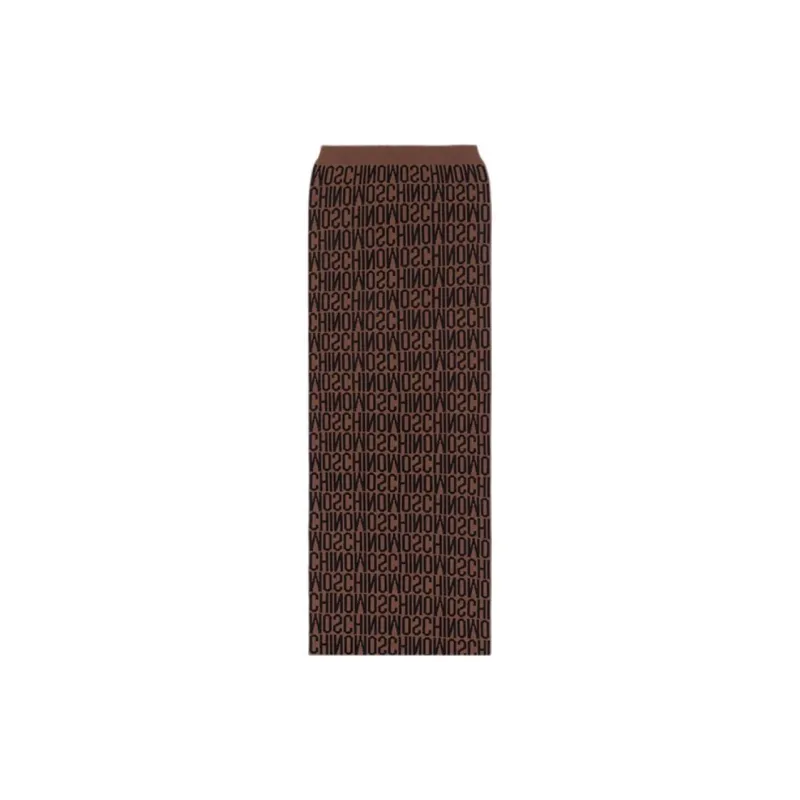 MOSCHINO Wool Knit Scarves Unisex Dark Brown-2