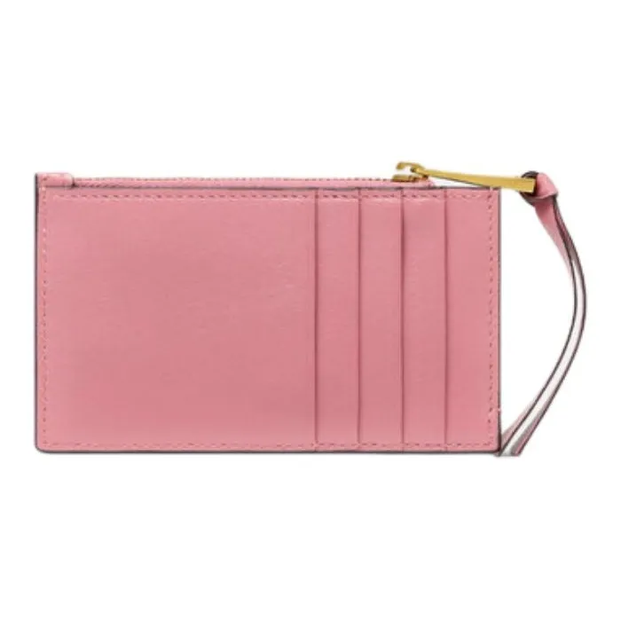 VERSACE Tag Lambskin Card Holder Women's Pink-1