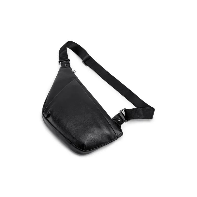 FAIRWHALE Top Grain Cow Leather Sling Bag Regular Men's Black-4