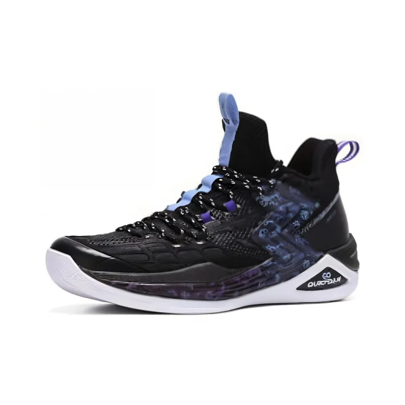 361° Q Ball Sports Cushioning Anti Slip And Wear Resistant Mid Top Basketball Shoes Men's Black-2