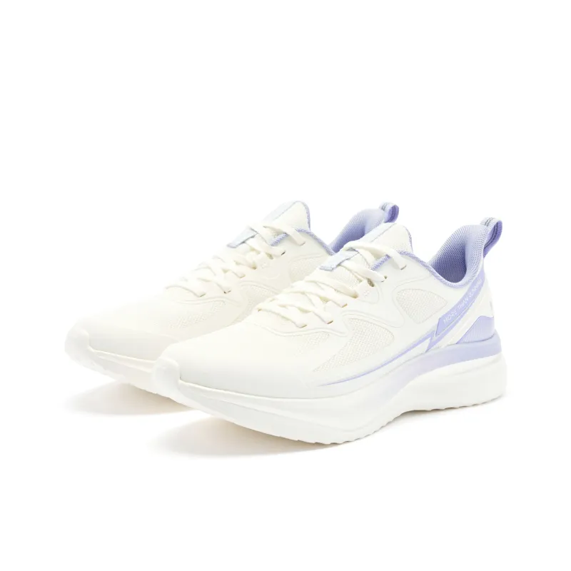 QIAODAN Running Shoes Women's Low Top Ivory Light Moon Purple-2