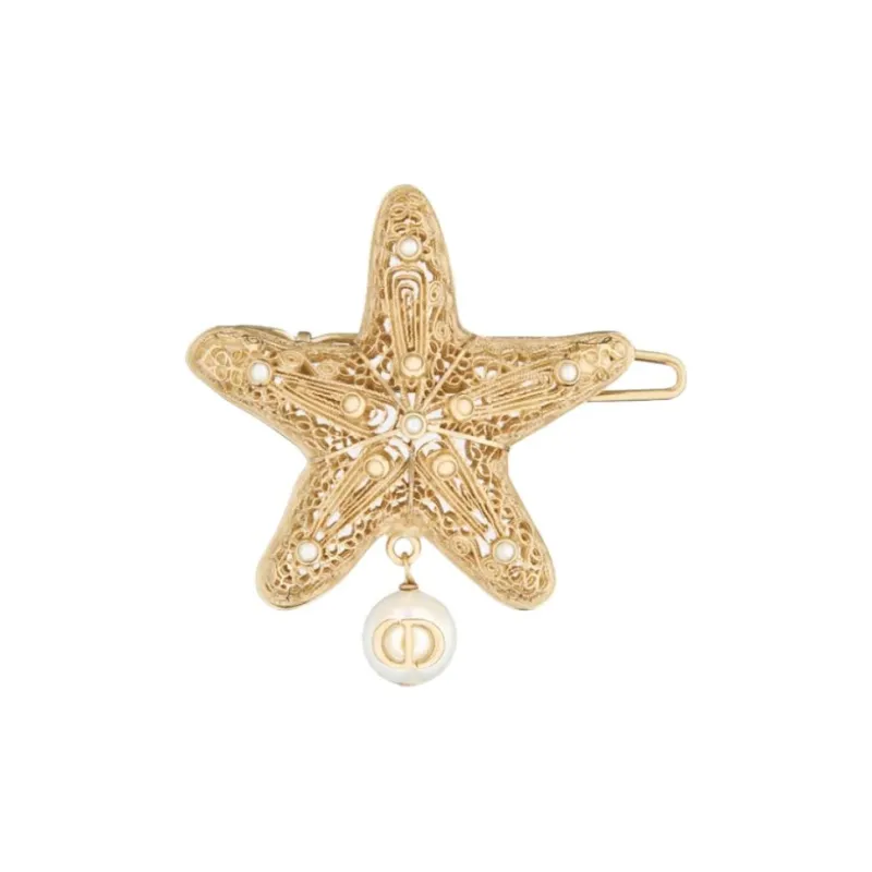 DIOR Copper Alloy Hair Clips Women's Gold-0