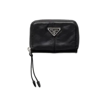 PRADA Leather Coin Purse Men's Black