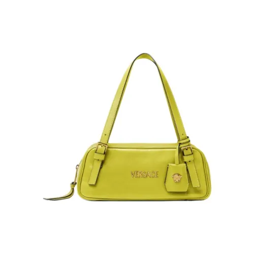 VERSACE Tag Lambskin Bowling Bag Handbag Shoulder Bag Women's Green