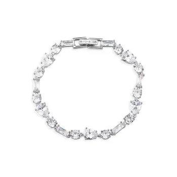GIVENCHY Crystal Metal Bracelets Cuban Chain Style Unisex White