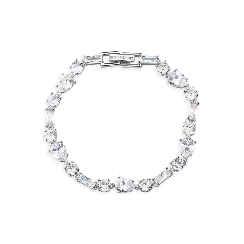 Givenchy Crystal, Metal Bracelets, Cuban Chain Style Unisex White-0