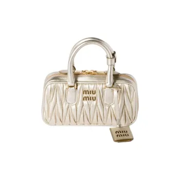 MIU MIU Arcadie Series Nappa Leather Shoulder Bag, Crossbody Bag, Handbag Mini Women's Yellow Iron Ore
