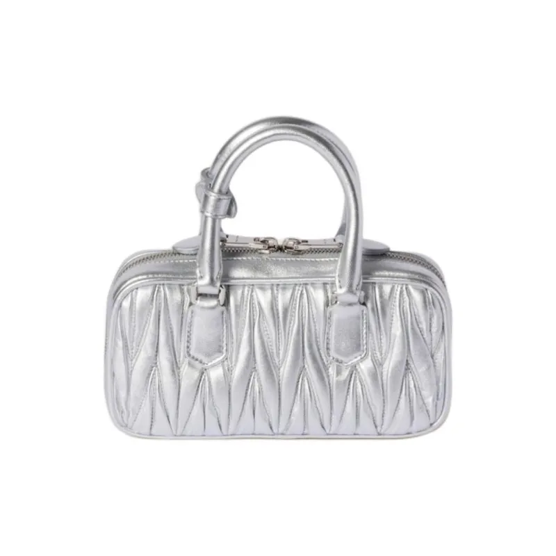 MIU MIU Arcadie Series Nappa Leather Shoulder Bag, Crossbody Bag, Handbag Mini Women's Silver-2