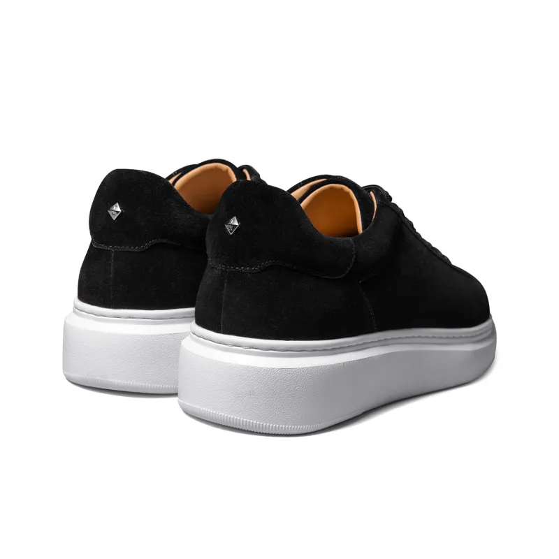 THOM WILLS Sports Casual Suede Brushed Shoes Low Top Skateboard Shoes Men's Black-3