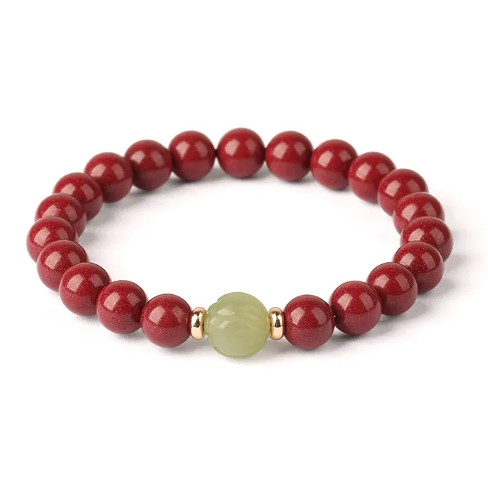 Baozhi Reconstructed Cinnabar Jade Bracelets Unisex-27